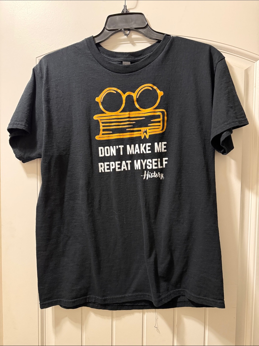 Gildan Black Short-Sleeve Tee with Yellow Graphic